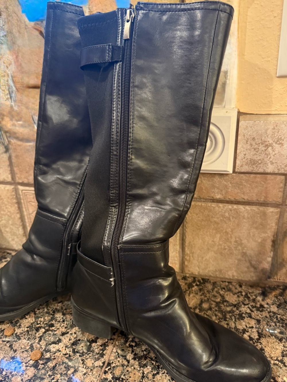 Franco Sarto Black Knee-High Heeled Boots